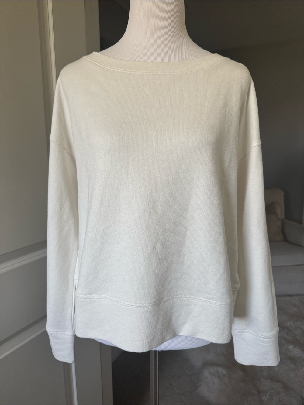 NWT ATM Classic Crewneck Terry Sweatshirt Ivory XS
